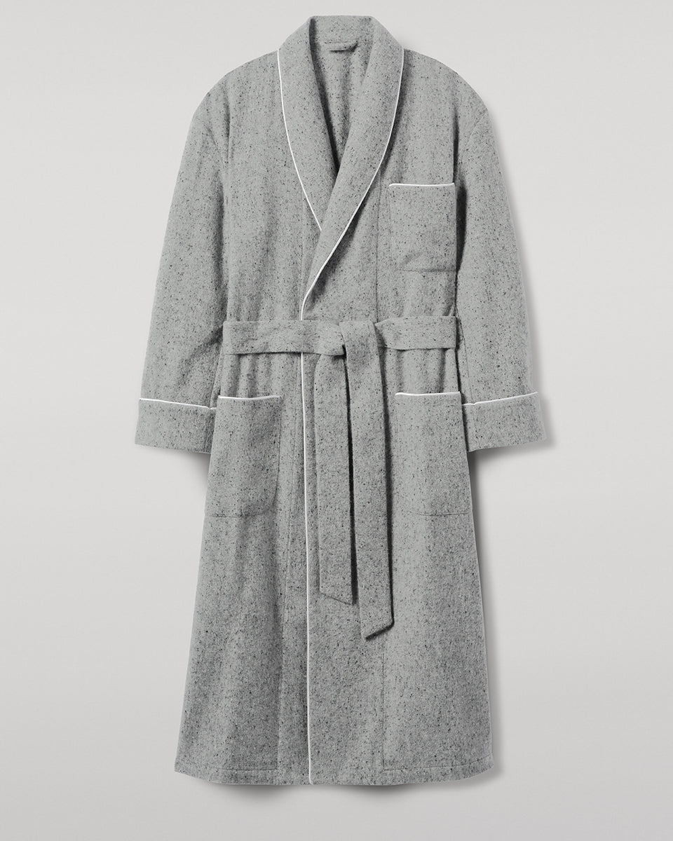 Johnstons of Elgin AW25 Men's Tailoring Light Grey Donegal Donegal Cashmere Dressing Gown TA000528RU7400