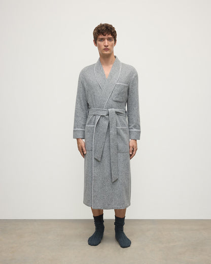 Johnstons of Elgin AW25 Men's Tailoring Light Grey Donegal Donegal Cashmere Dressing Gown TA000528RU7400
