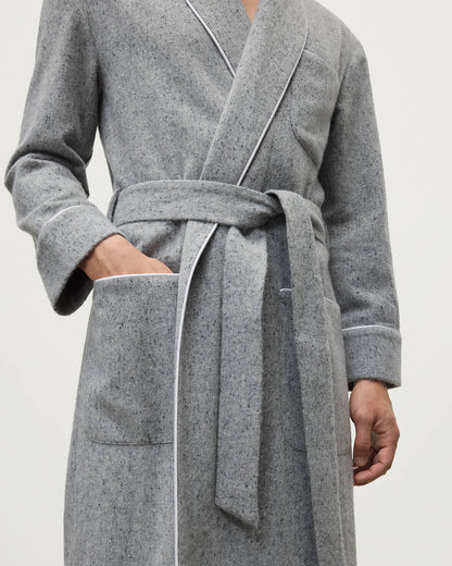 Johnstons of Elgin AW25 Men's Tailoring Light Grey Donegal Donegal Cashmere Dressing Gown TA000528RU7400