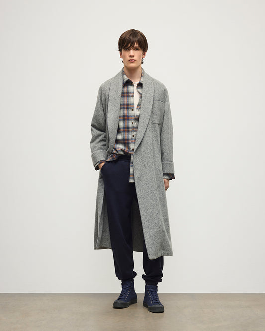 Johnstons of Elgin AW25 Men's Tailoring Light Grey Donegal Donegal Cashmere Dressing Gown TA000528RU7400
