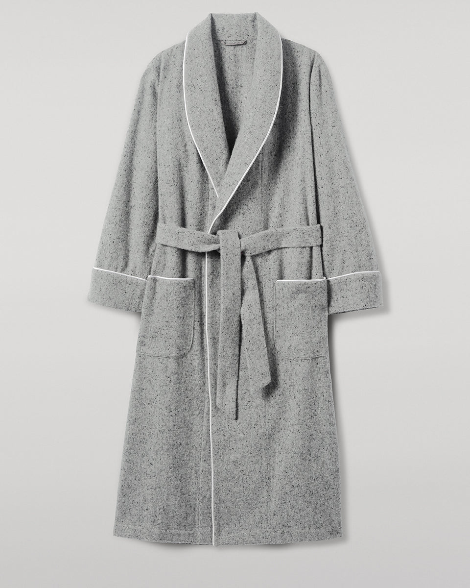 Women's Donegal Cashmere Grey Dressing Gown | Women's Cashmere | Johnstons of Elgin Women's Donegal Cashmere Grey Dressing Gown | Women's Cashmere | Johnstons of Elgin