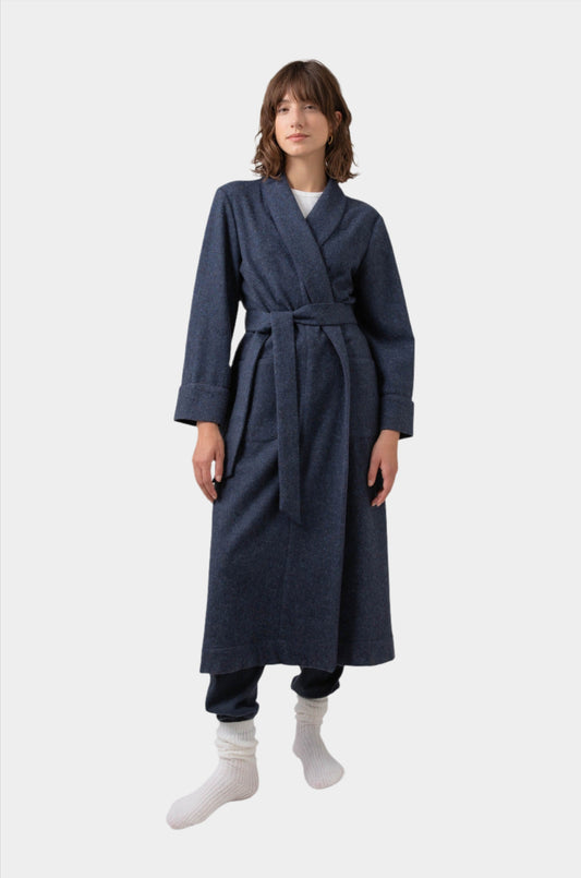 Johnstons of Elgin Women's Loungewear Navy Donegal Donegal Cashmere Dressing Gown TA000529RU7383