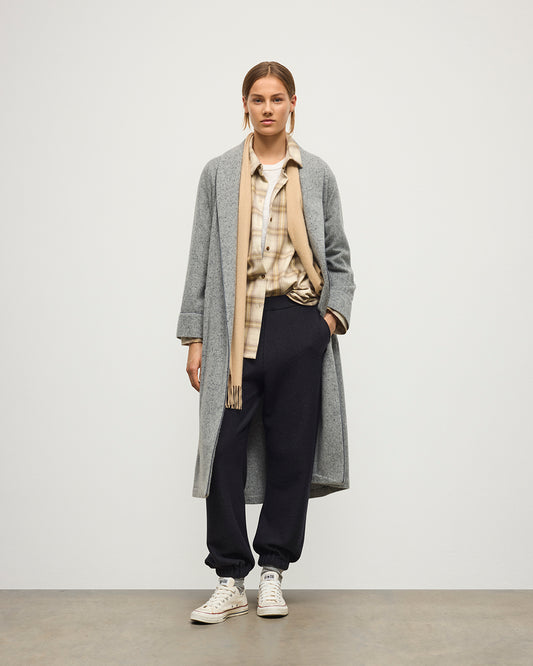 Johnstons of Elgin AW25 Women's Tailoring Light Grey Donegal Donegal Cashmere Dressing Gown TA000529RU7400