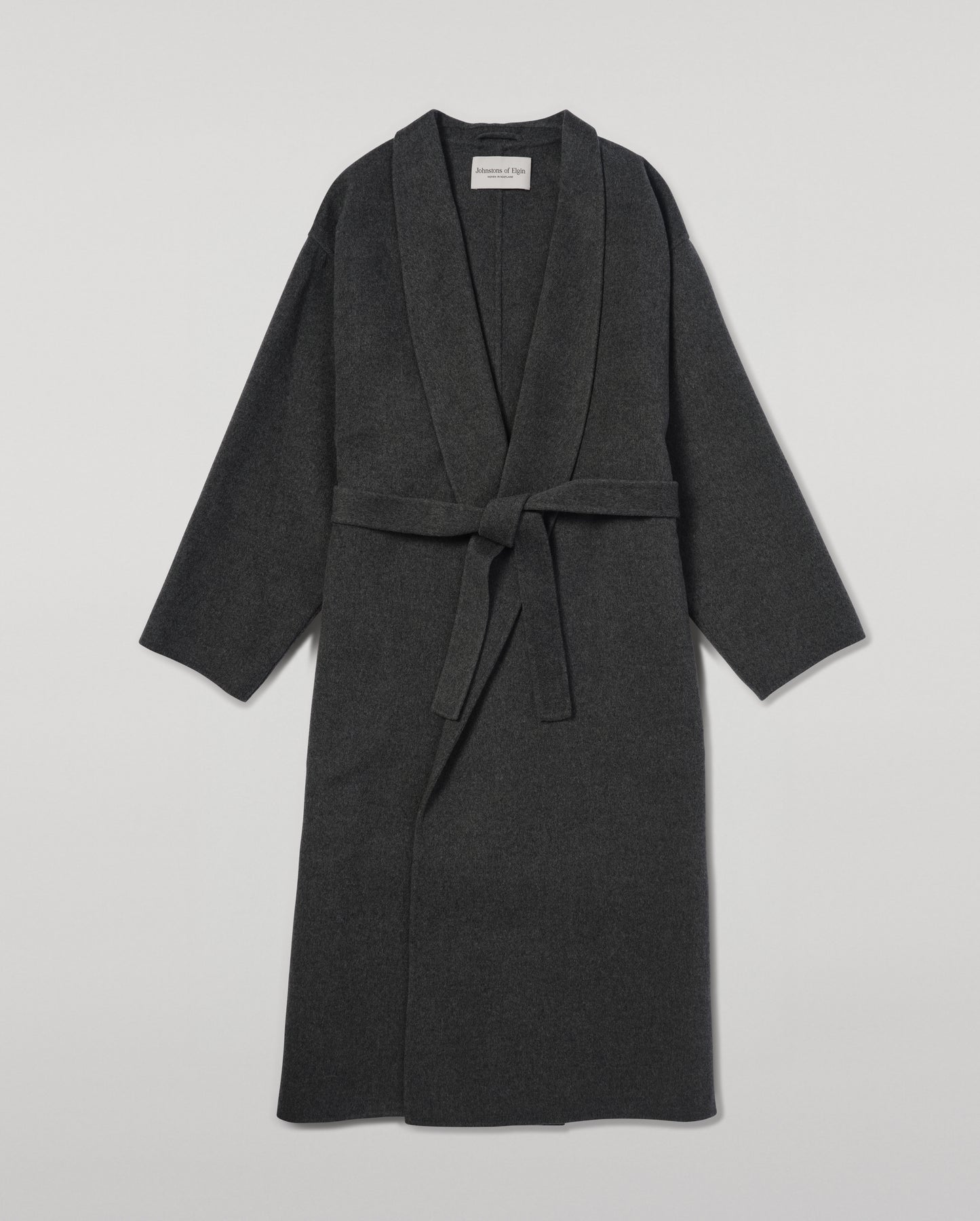 Johnstons of Elgin Women's Tailoring Mid Grey Grey Cashmere Wrap Coat Front View TA000621RU7292