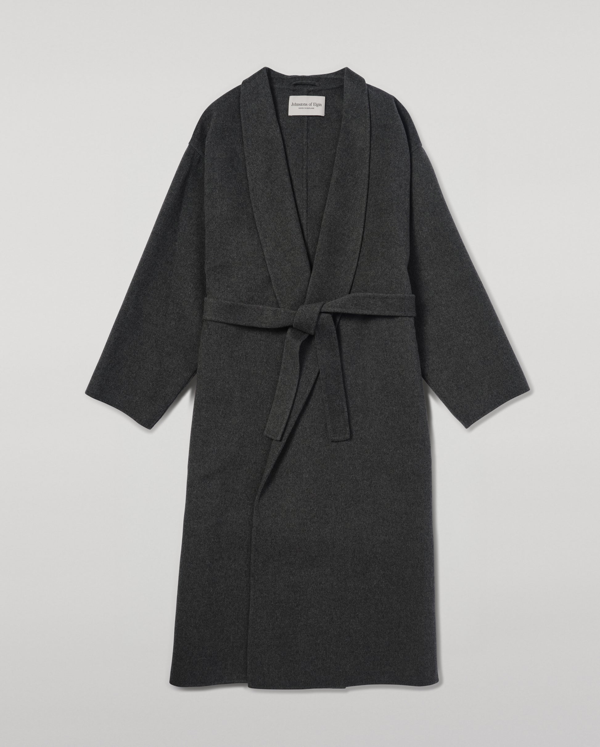 Johnstons of Elgin Women's Tailoring Mid Grey Grey Cashmere Wrap Coat Front View TA000621RU7292