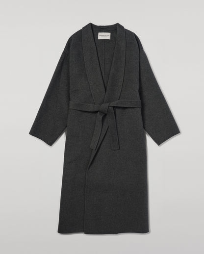 Johnstons of Elgin Women's Tailoring Mid Grey Grey Cashmere Wrap Coat Front View TA000621RU7292