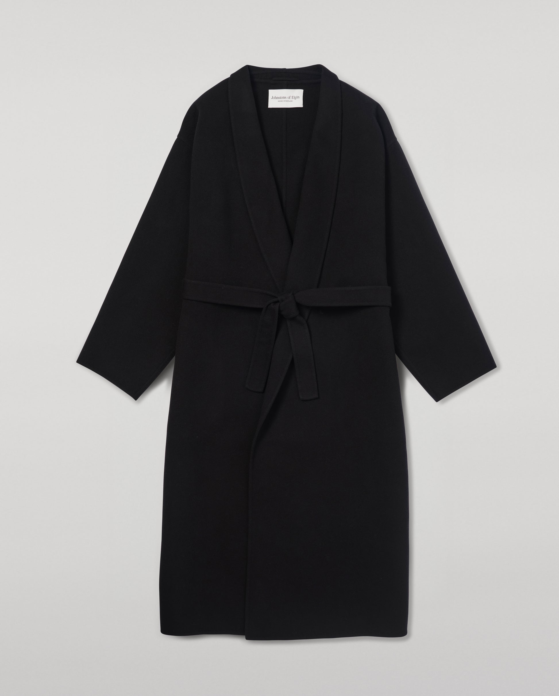 Johnstons of Elgin Women's Tailoring Black Black Cashmere Wrap Coat Front View TA000621RU6432