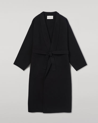 Johnstons of Elgin Women's Tailoring Black Black Cashmere Wrap Coat Front View TA000621RU6432