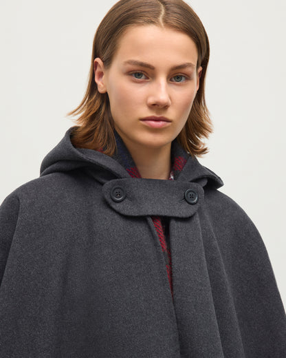 JOHNSTONS OF ELGIN WOMENS HOOLIE DF CM TAILORED HOODED CAPE CHARCOAL GREY 100% CASHMERE TA000677RU6081ONE