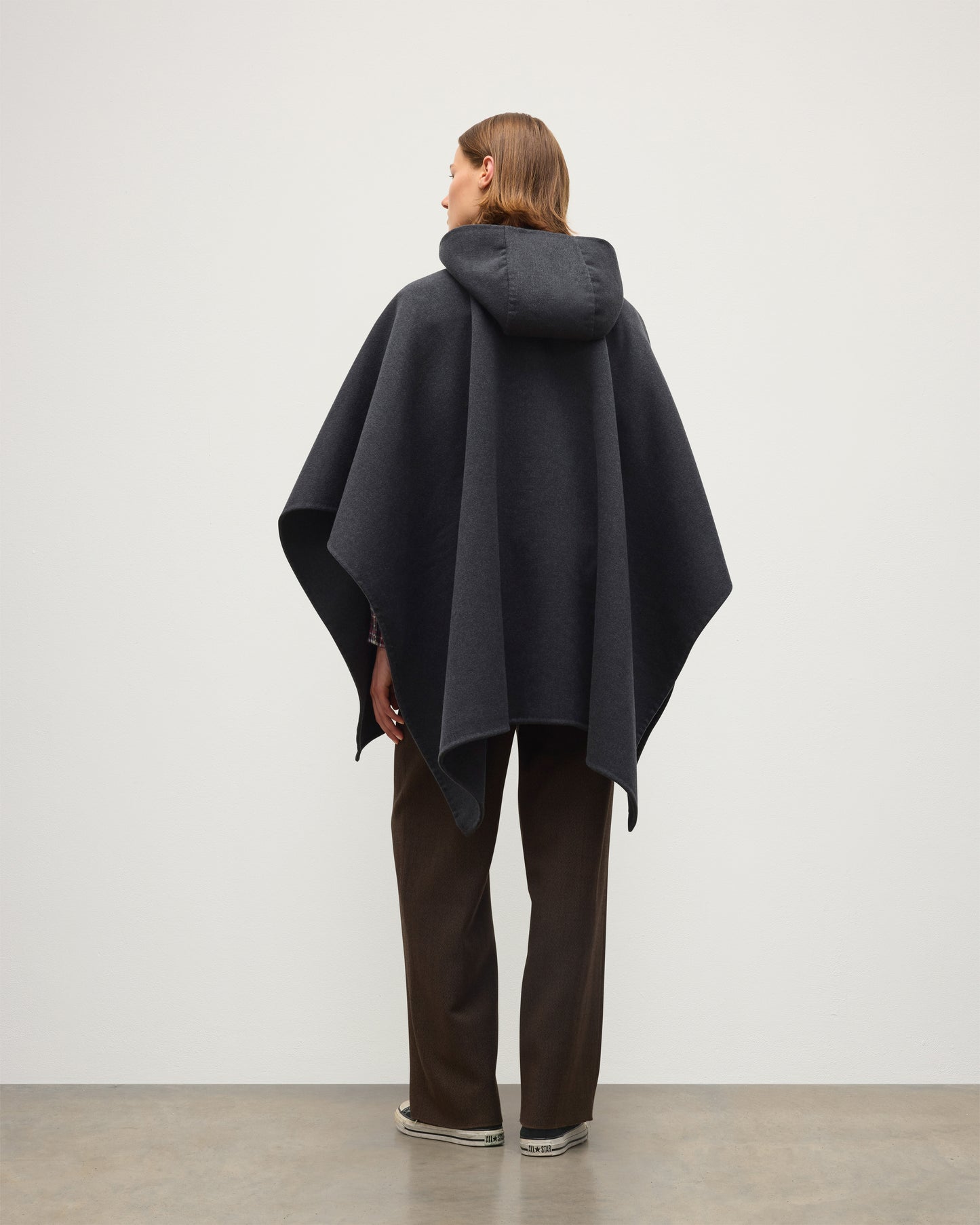 JOHNSTONS OF ELGIN WOMENS HOOLIE DF CM TAILORED HOODED CAPE CHARCOAL GREY 100% CASHMERE TA000677RU6081ONE