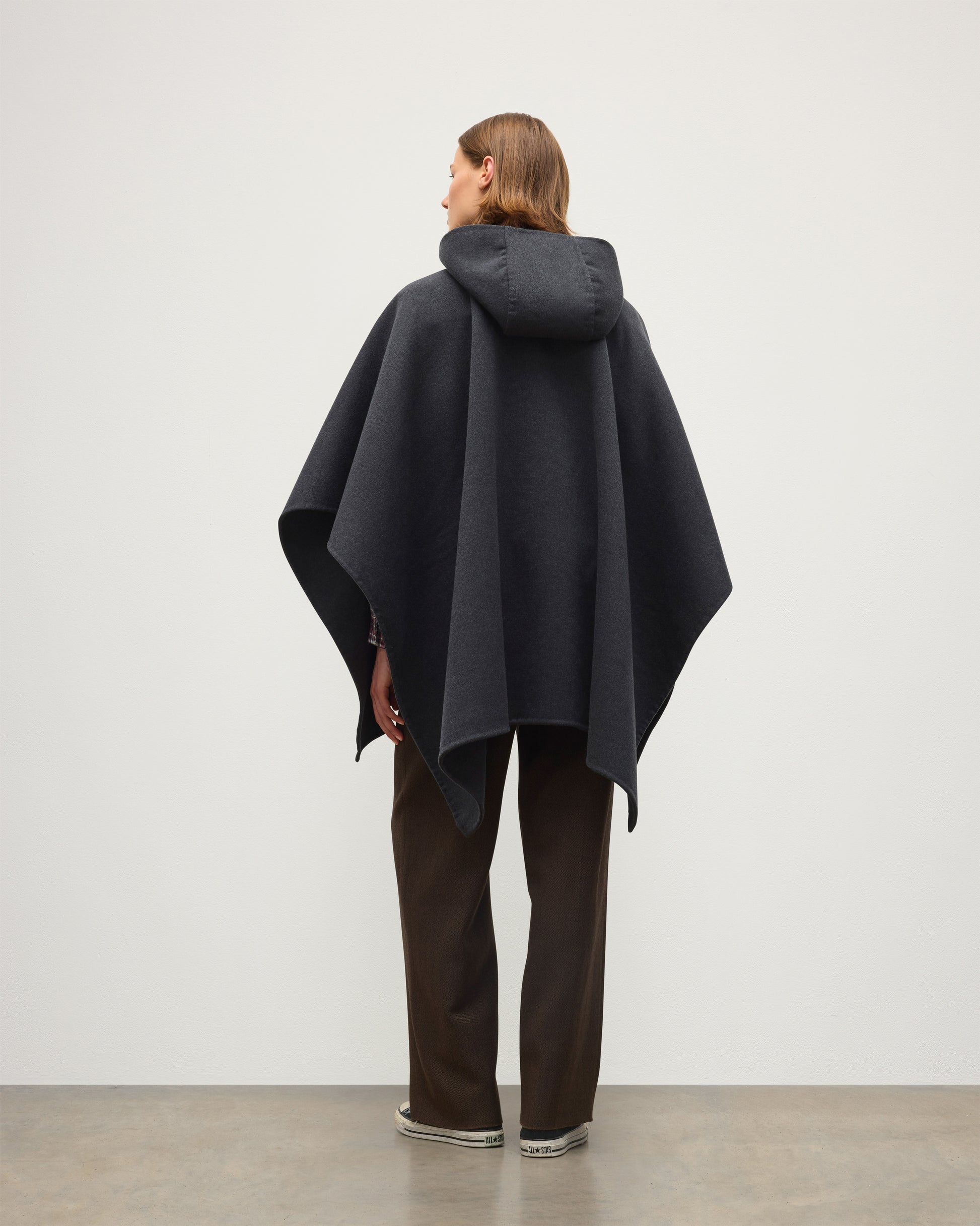 JOHNSTONS OF ELGIN WOMENS HOOLIE DF CM TAILORED HOODED CAPE CHARCOAL GREY 100% CASHMERE TA000677RU6081ONE