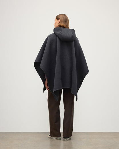 JOHNSTONS OF ELGIN WOMENS HOOLIE DF CM TAILORED HOODED CAPE CHARCOAL GREY 100% CASHMERE TA000677RU6081ONE