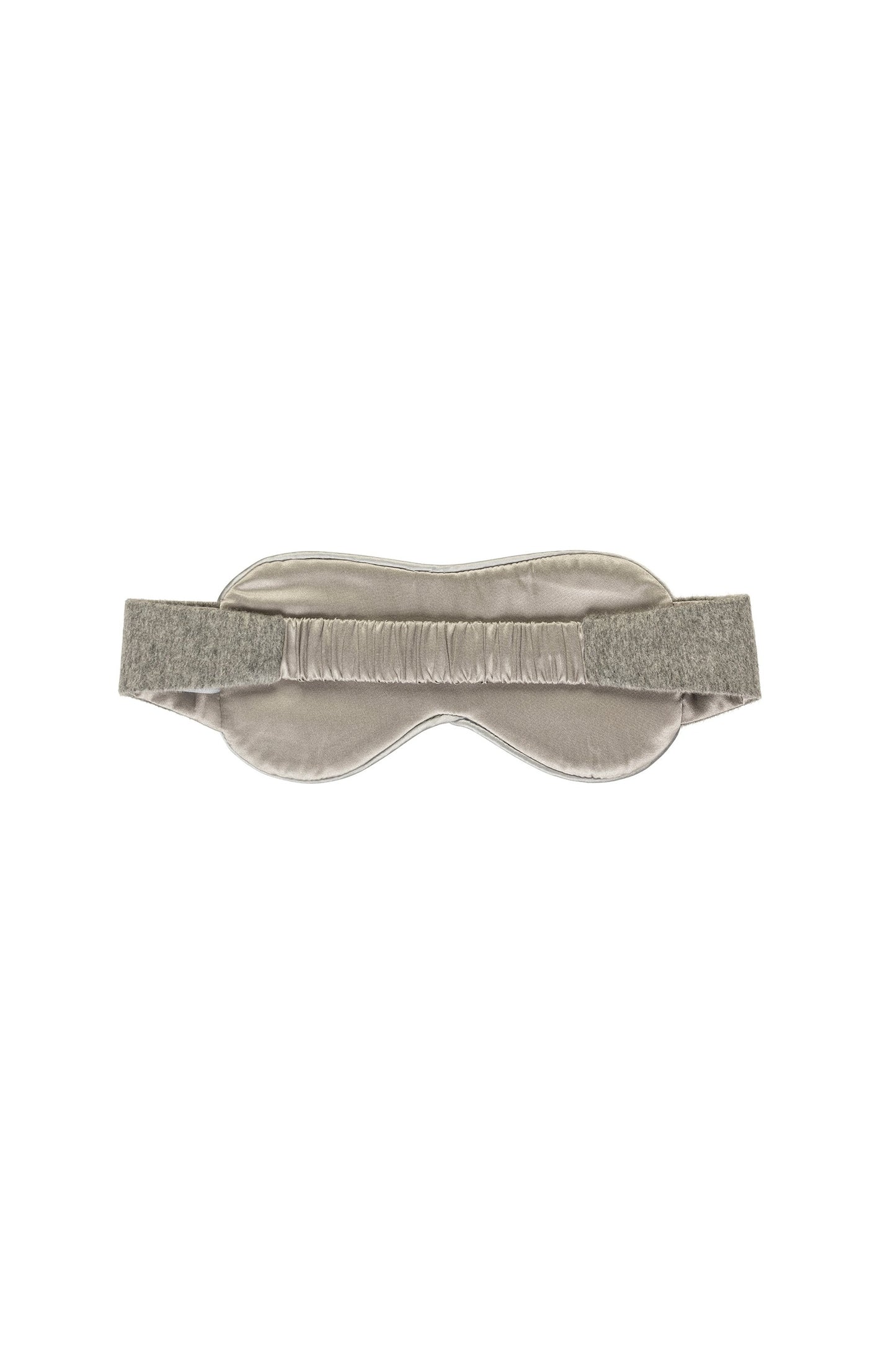 Back of Johnstons of Elgin Cashmere Eye Mask with Silk Lining in Silver on a white background TA0003407292ONE