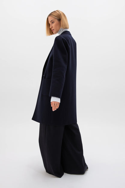 Johnstons of Elgin AW24 Women's Tailoring Navy Classic Cashmere Coat TA000520RU729106