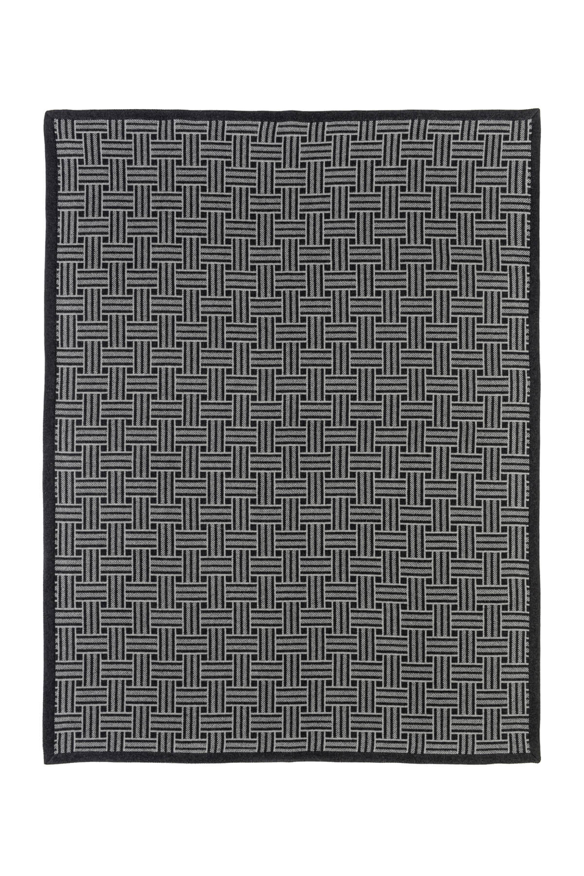 Johnstons of Elgin’s Charcoal & Grey Basket Weave Throw on white background TB000470RU6998ONE