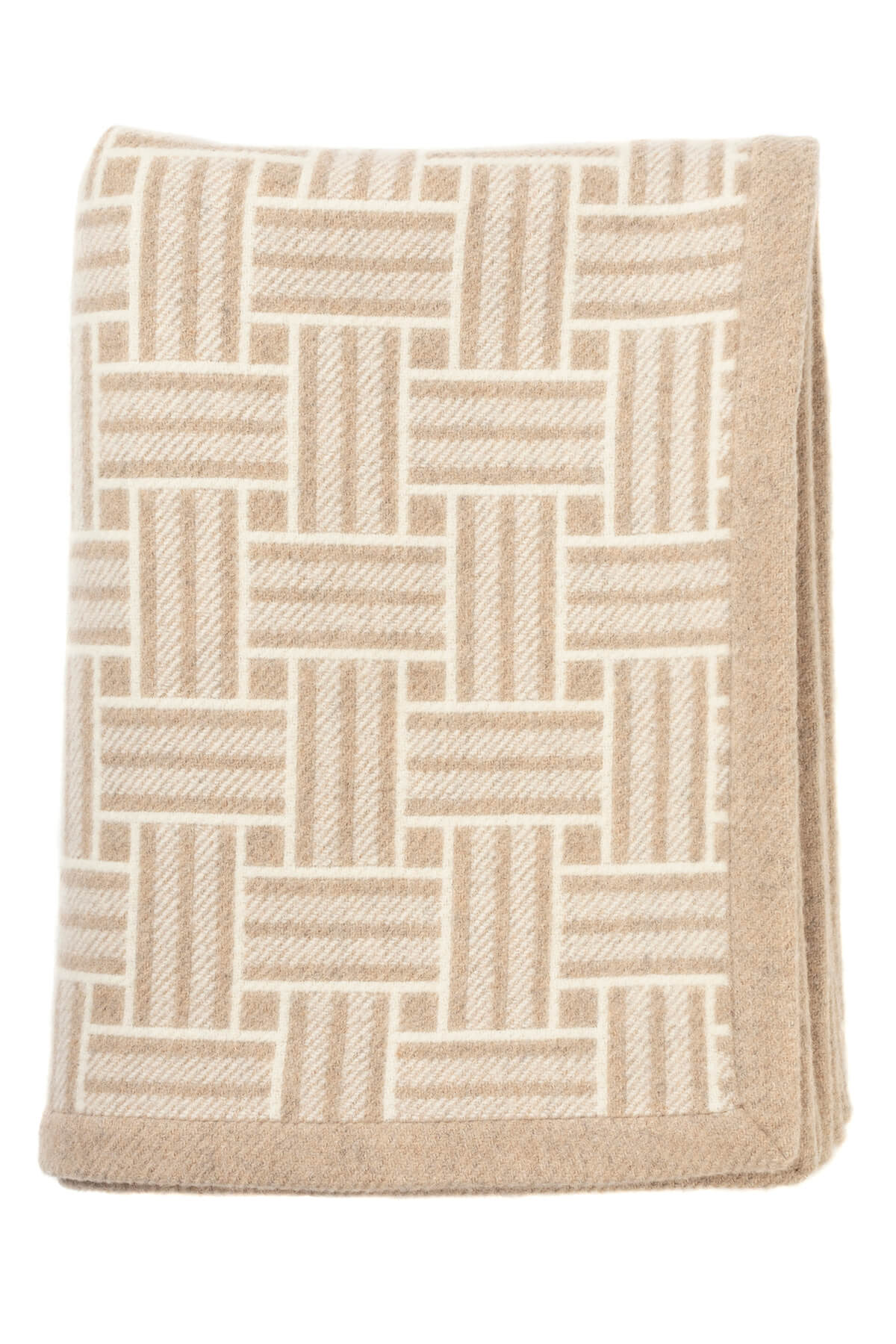 Johnstons of Elgin’s Natural & White Basket Weave Throw on white background TB000470RU6999ONE