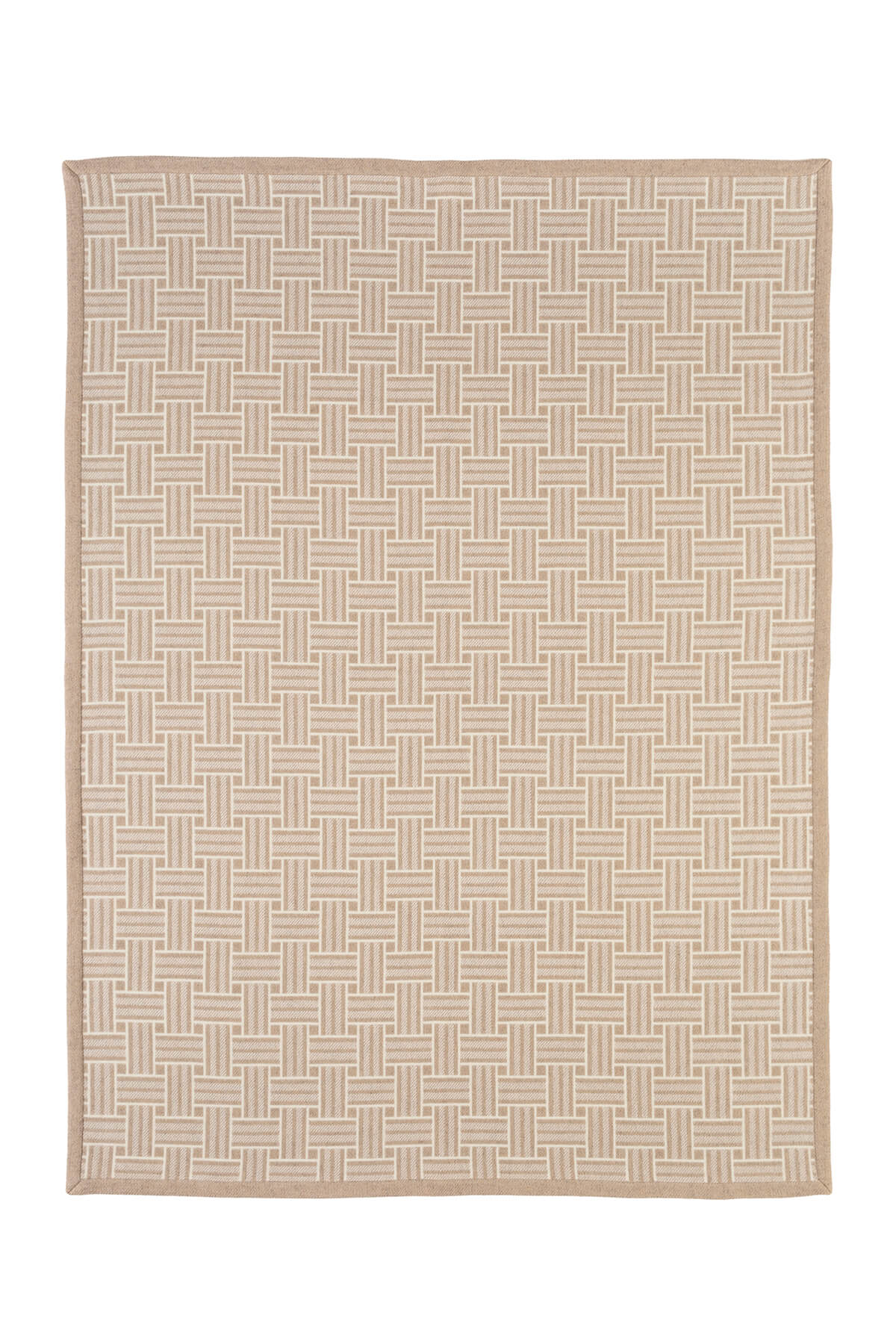 Johnstons of Elgin’s Natural & White Basket Weave Throw on white background TB000470RU6999ONE