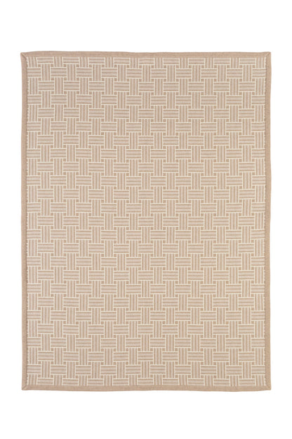 Johnstons of Elgin’s Natural & White Basket Weave Throw on white background TB000470RU6999ONE