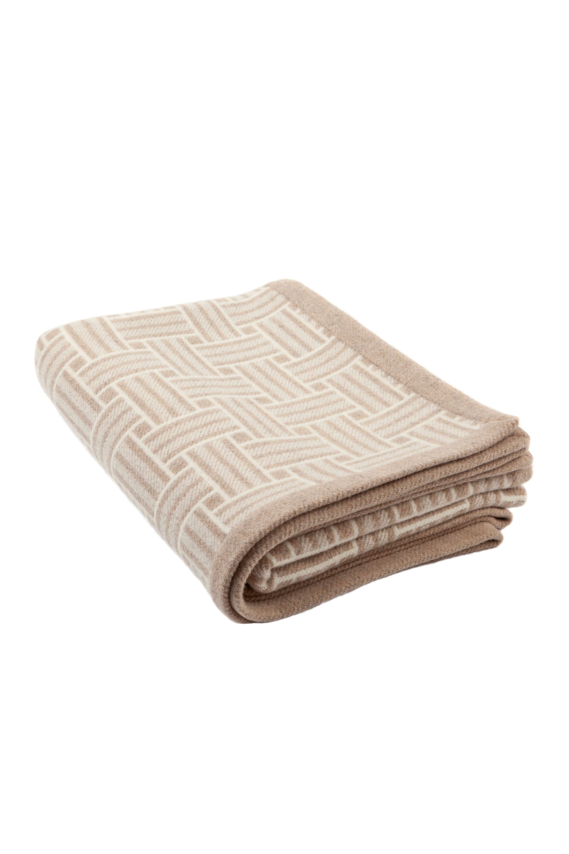 Johnstons of Elgin’s Natural & White Basket Weave Throw on white background TB000470RU6999ONE