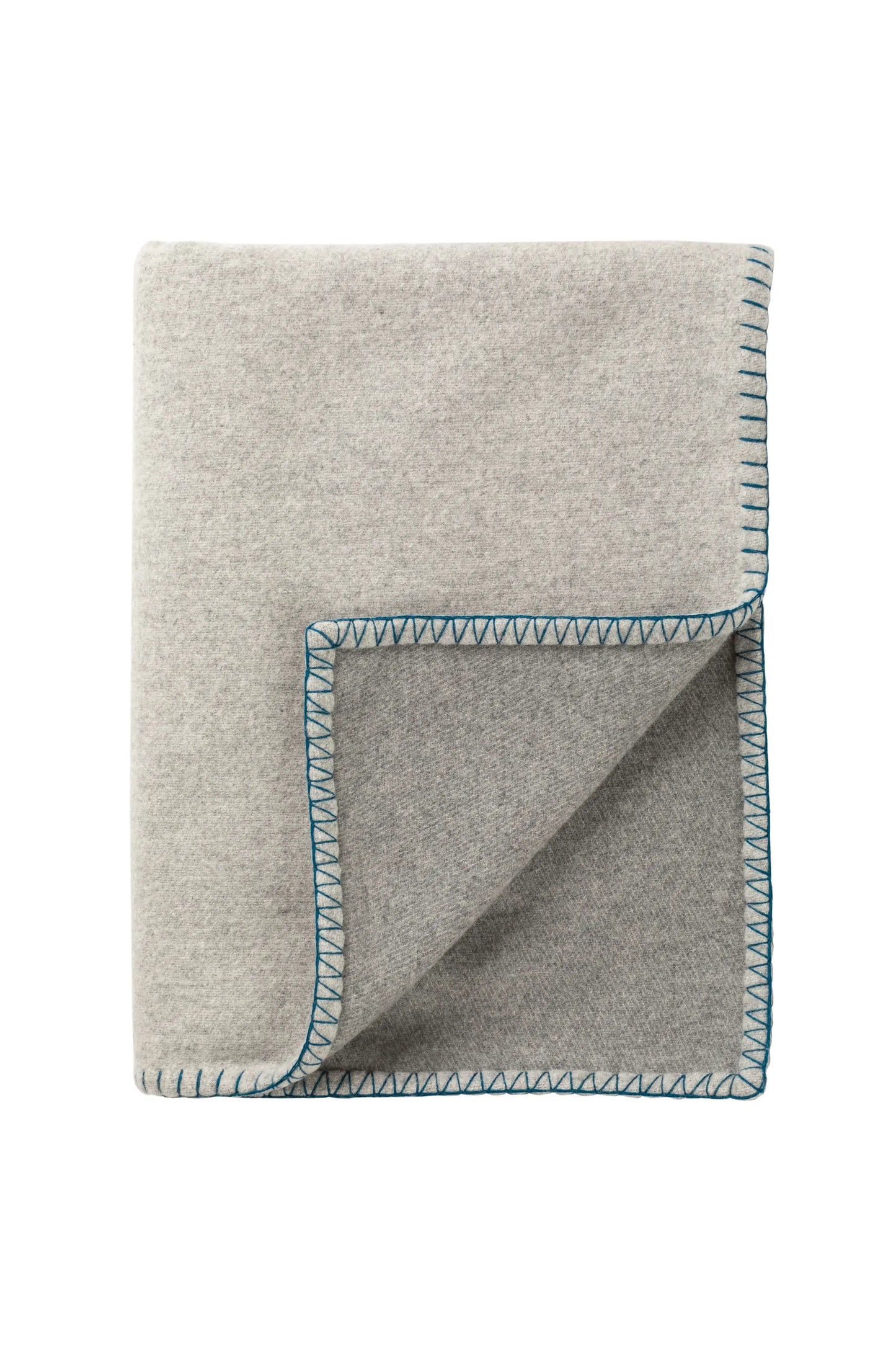 2025 Johnstons of Elgin Interiors Collection Silver & Grey Reversible Blanket Stitched Throw on a white background  TB000500RU7560ONE