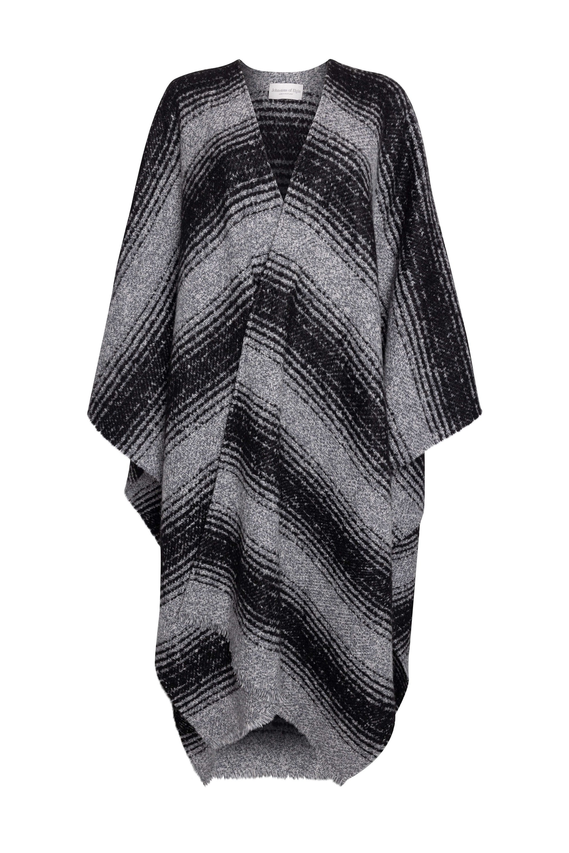 Johnstons of Elgin AW24 Woven Accessory Charcoal Textural Ombré Cape TB000697RU7548ONE