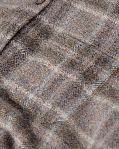 Johnstons of Elgin  Women's Tailoring Slate Tweed Check Slate Tweed Check Oversized Shirt Front View TB000754RU7676