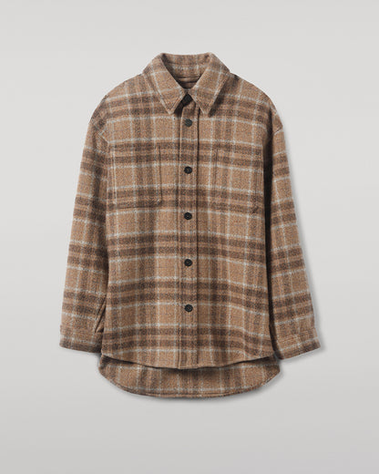 Johnstons of Elgin AW25 Men's Tailoring Vicuna Tweed Check Cashmere Wool Blend Brown Overshirt TB000755RU7683