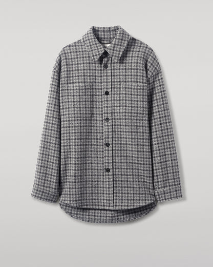 Johnstons of Elgin AW25 Men's Tailoring Grey Classic Gunclub Cashmere Wool Blend Grey Overshirt TB000755RU7684