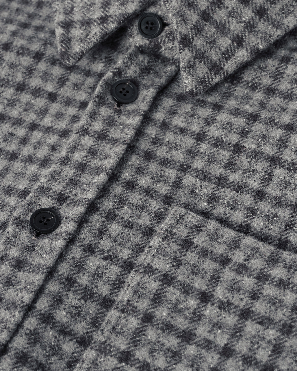 Johnstons of Elgin AW25 Men's Tailoring Grey Classic Gunclub Cashmere Wool Blend Grey Overshirt TB000755RU7684