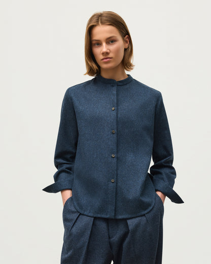 JOHNSTONS OF ELGIN WOMENS ETAIN WOOL CASHMERE GRANDAD SHIRT 90% WOOL, 10% CASHMERE TB000857RU7845