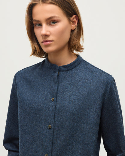 JOHNSTONS OF ELGIN WOMENS ETAIN WOOL CASHMERE GRANDAD SHIRT 90% WOOL, 10% CASHMERE TB000857RU7845