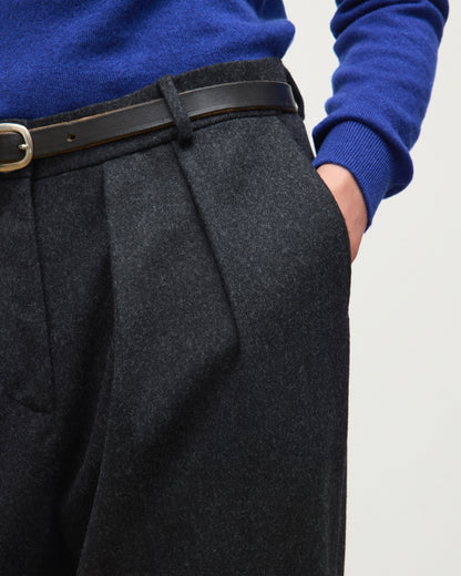 JOHNSTONS OF ELGIN WOMENS MACARA WOOL CM PLEATED TROUSERS 90% WOOL, 10% CASHMERE TB000858RU7850