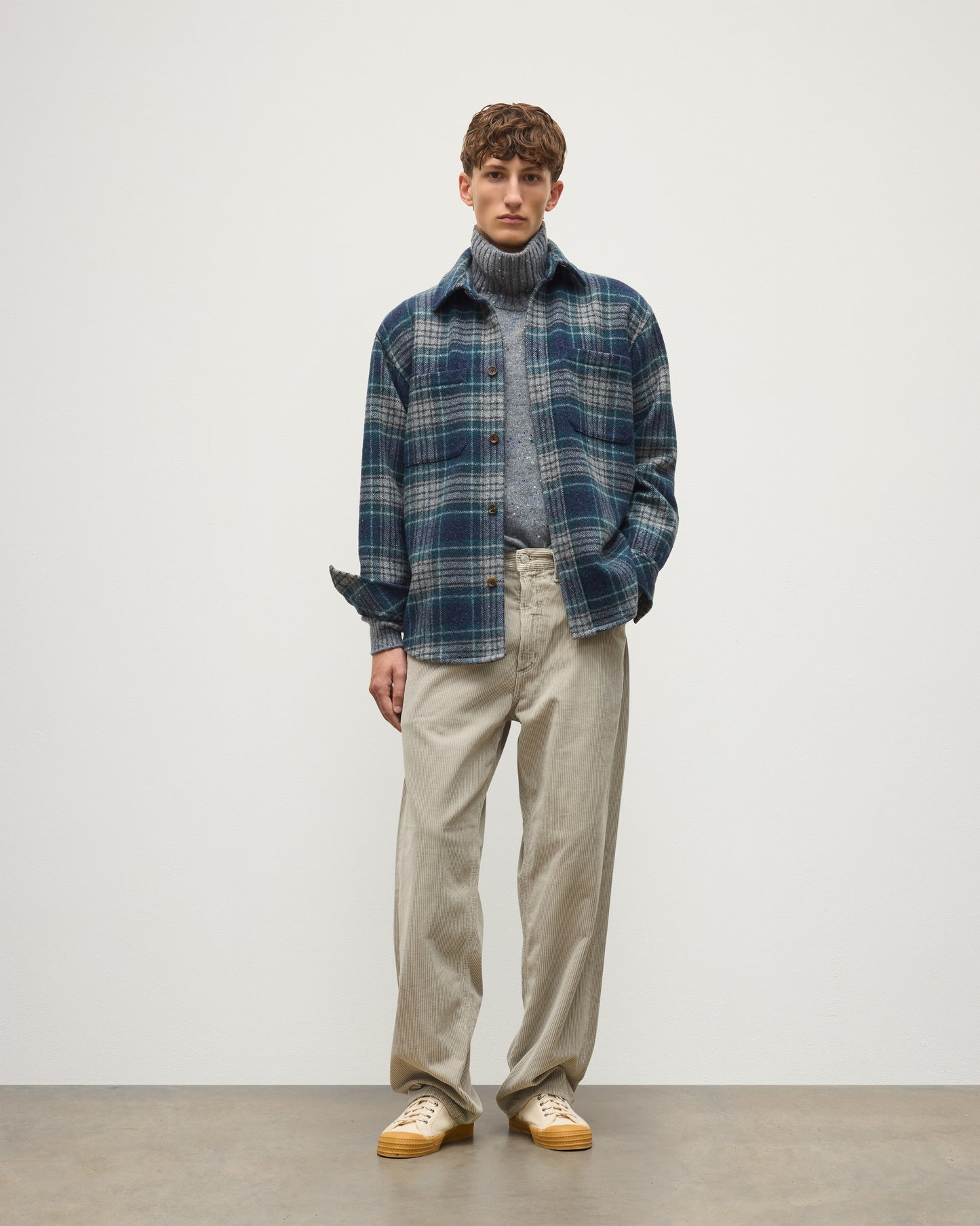 JOHNSTONS OF ELGIN MENS ATHOLL CASHMERE WOOL OVERSHIRT 50% CASHMERE, 50% WOOL TB000860RU7857