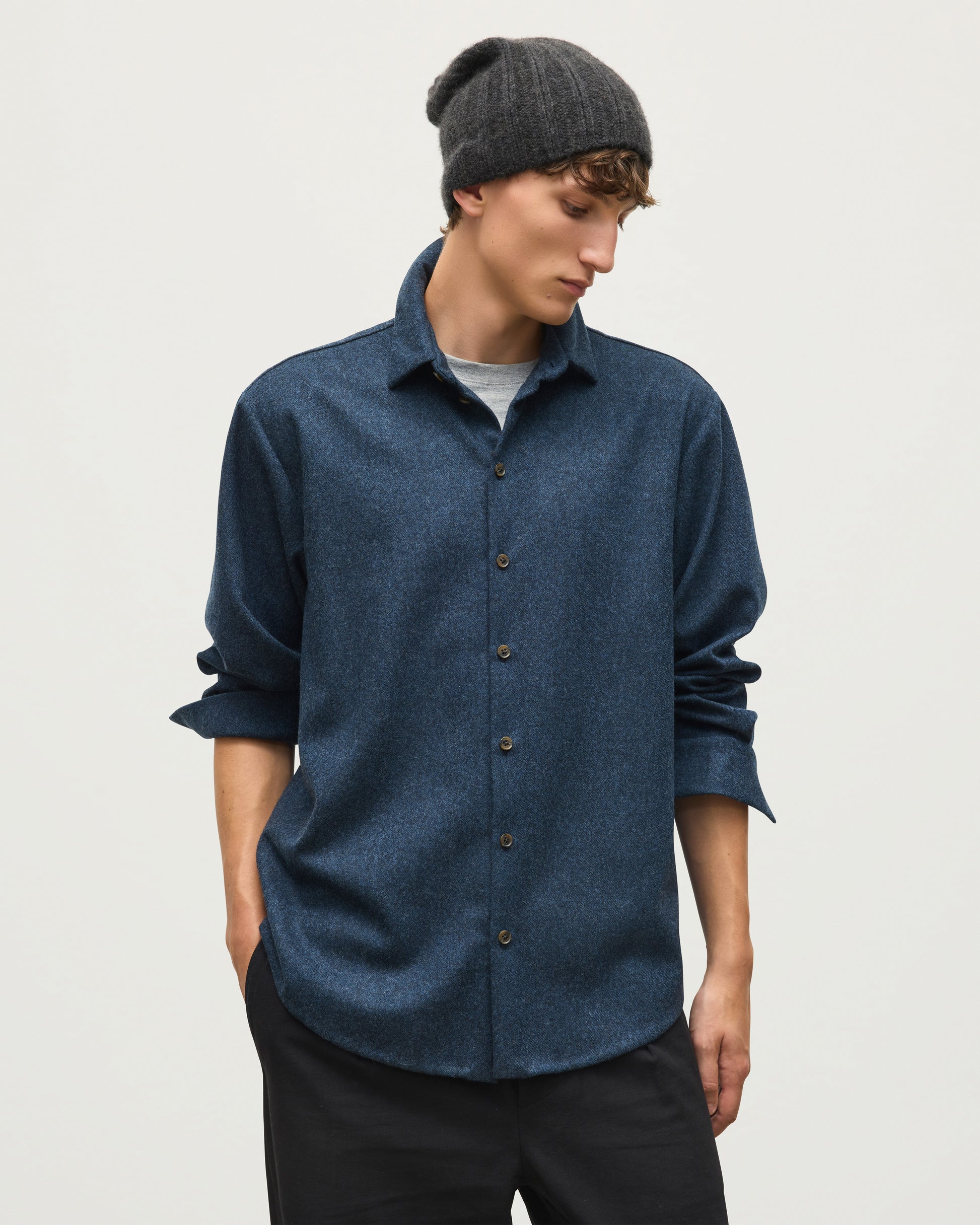 JOHNSTONS OF ELGIN MENS CORRIE WOOL CASHMERE OVERSHIRT 90% WOOL, 10% CASHMERE TB000865RU7853