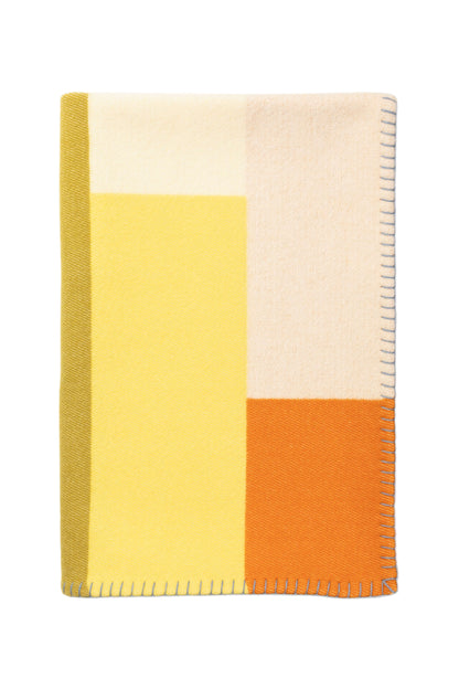 Johnstons of Elgin’s Green & Blue Kids Colour Block Blanket Stitch Throw on a white background TB000582RU7280ONE