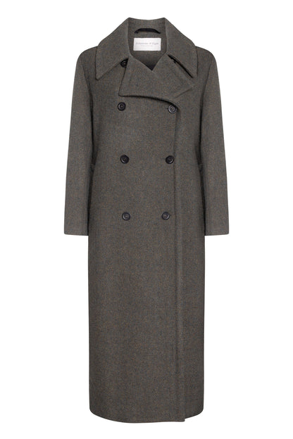 Johnstons of Elgin AW24 Women's Tailoring Dark Olive Herringbone The Great Coat TD000438RU7572