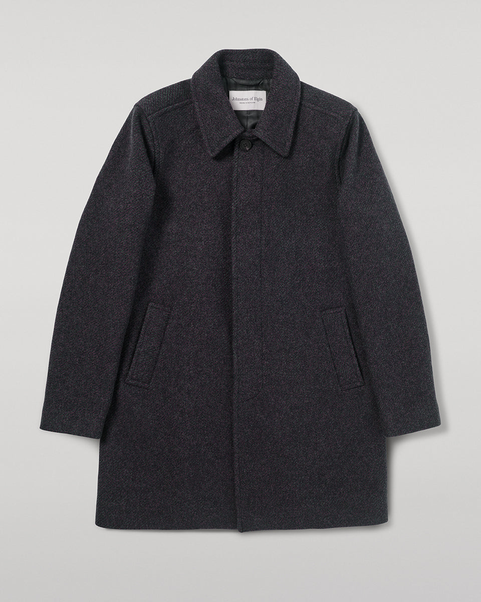Johnstons of Elgin AW25 Men's Tailoring Shale Modern Twill Wool Grey Car Coat side view TD000473RU7680