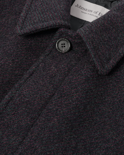 Johnstons of Elgin AW25 Men's Tailoring Shale Modern Twill Wool Grey Car Coat side view TD000473RU7680