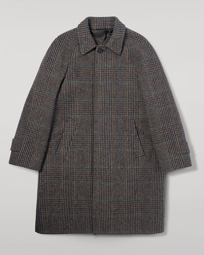 Johnstons of Elgin AW25 Men's Tailoring Dark Slate Glen Urquhart The Balmacaan' Coat | Dark Slate Check TD000475RU7678