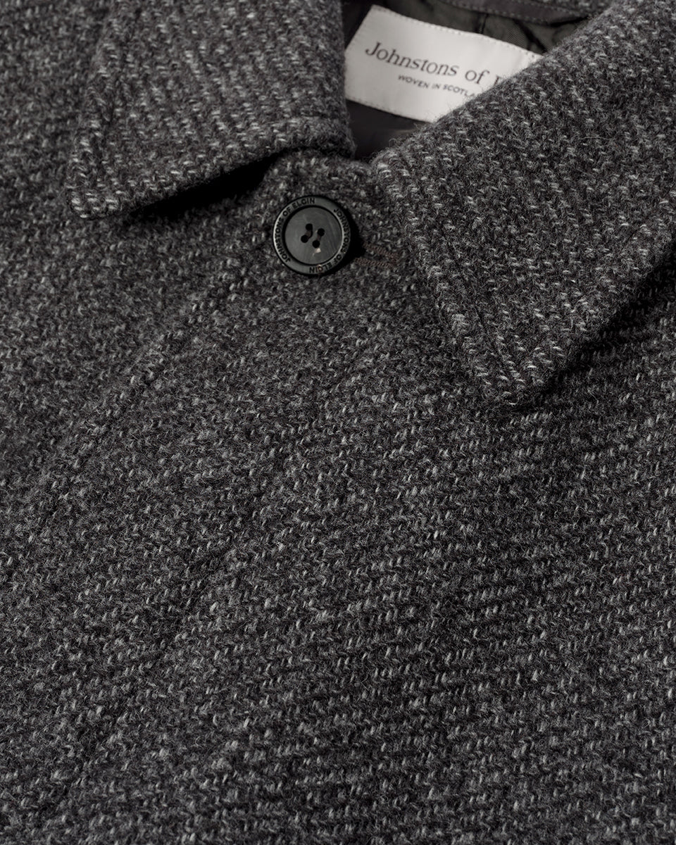 Johnstons of Elgin AW25 Men's Tailoring Grey Modern Twill Wool Grey Car Coat side TD000473RU7679