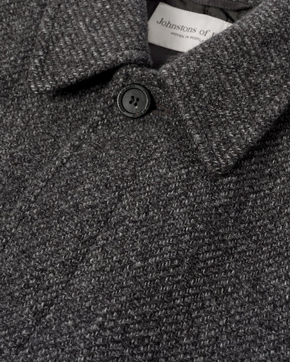 Johnstons of Elgin AW25 Men's Tailoring Grey Modern Twill Wool Grey Car Coat side TD000473RU7679