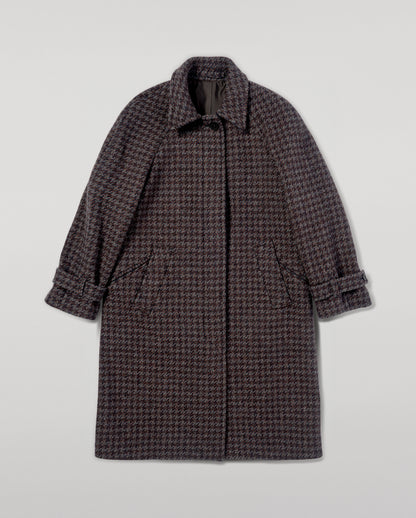 Johnstons of Elgin Women's Balmacaan Coat in Shale Houndstooth tweed TD000517RU7697