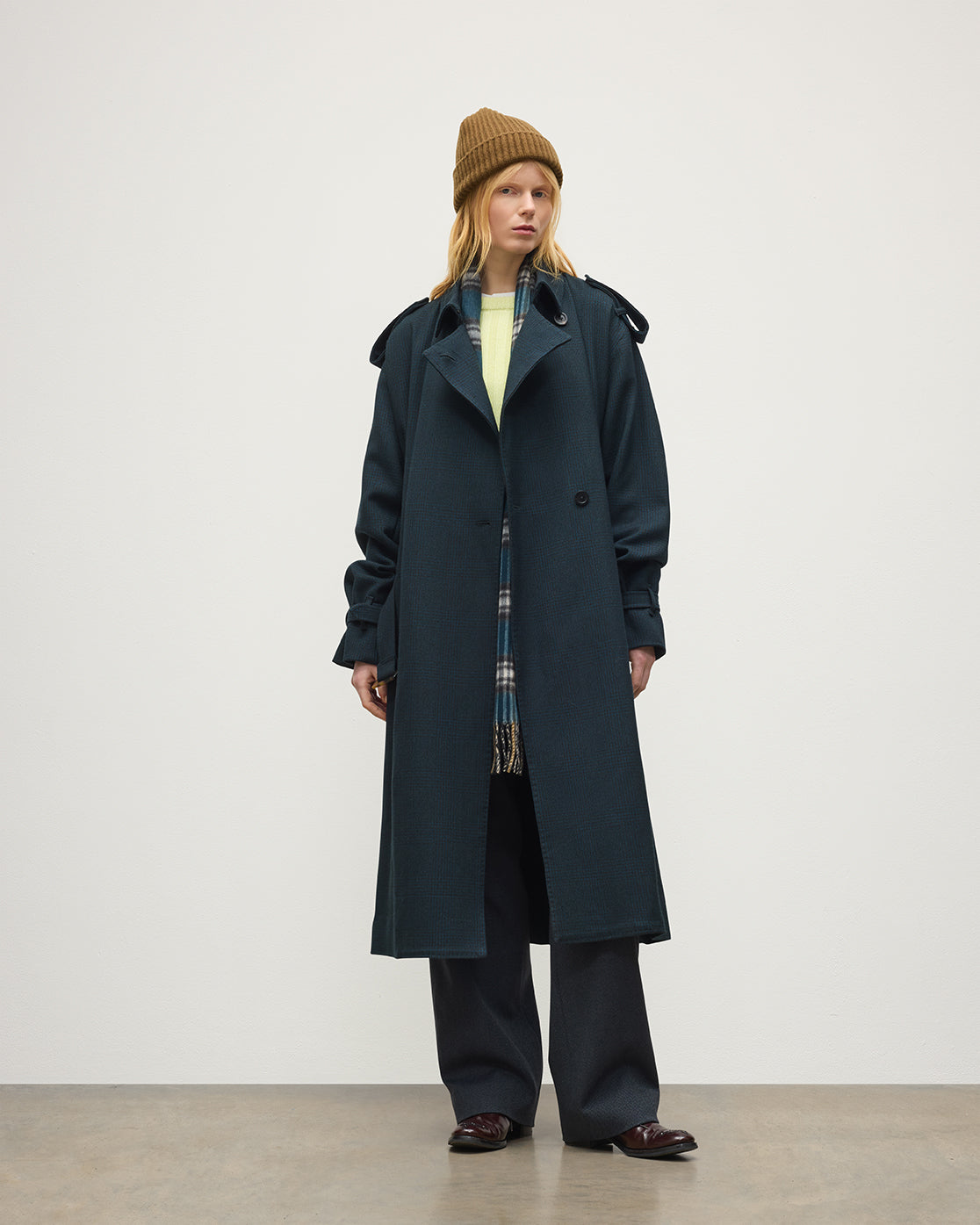 JOHNSTONS OF ELGIN WOMENS THREAVE WOOL TRENCH COAT 100% WOOL TD000525RU7840
