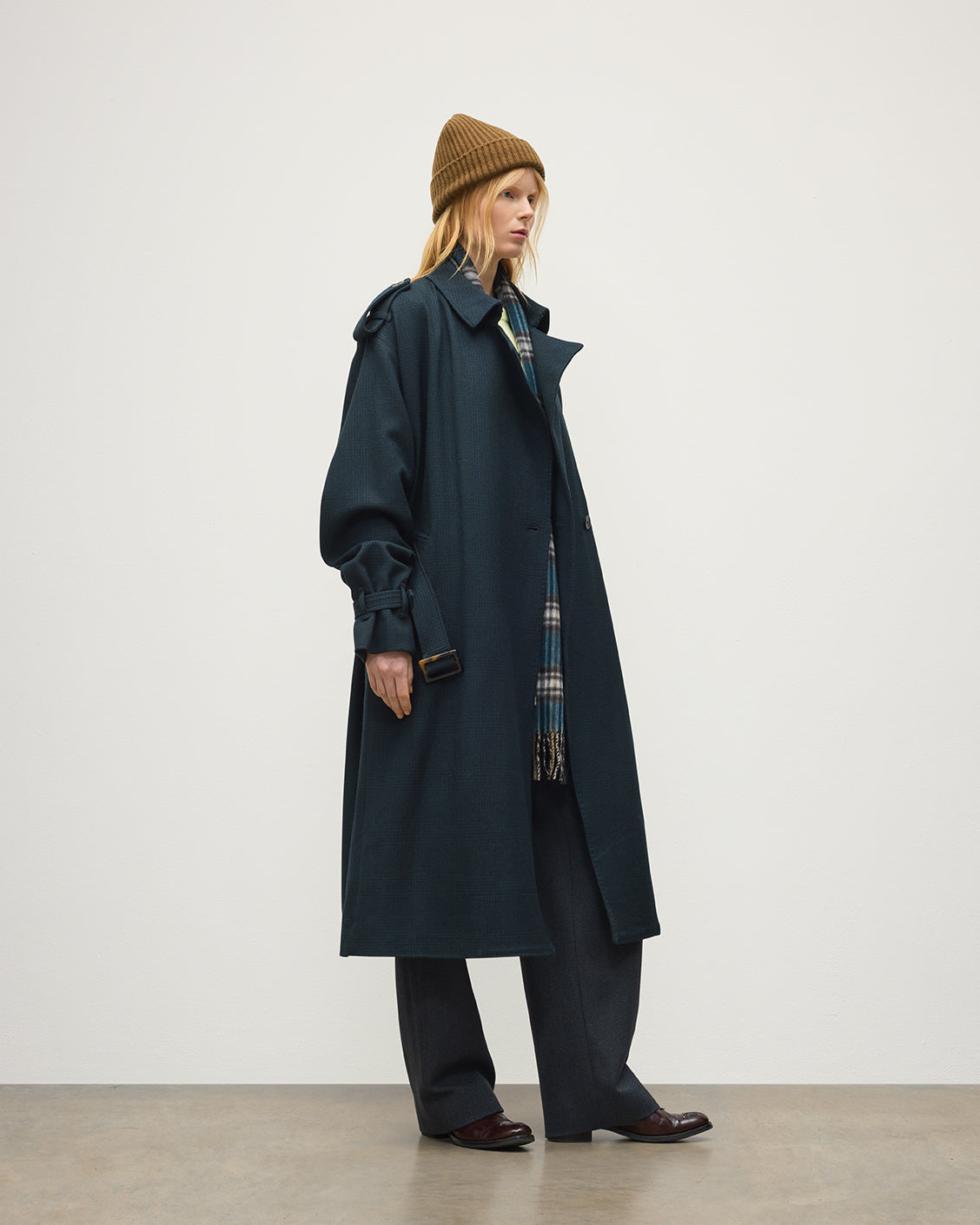 JOHNSTONS OF ELGIN WOMENS THREAVE WOOL TRENCH COAT 100% WOOL TD000525RU7840