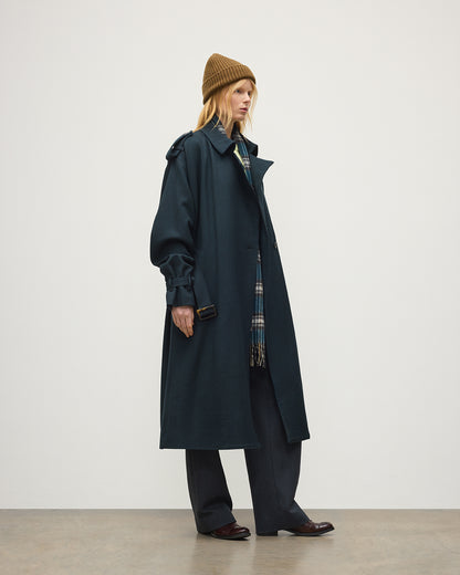 JOHNSTONS OF ELGIN WOMENS THREAVE WOOL TRENCH COAT 100% WOOL TD000525RU7840