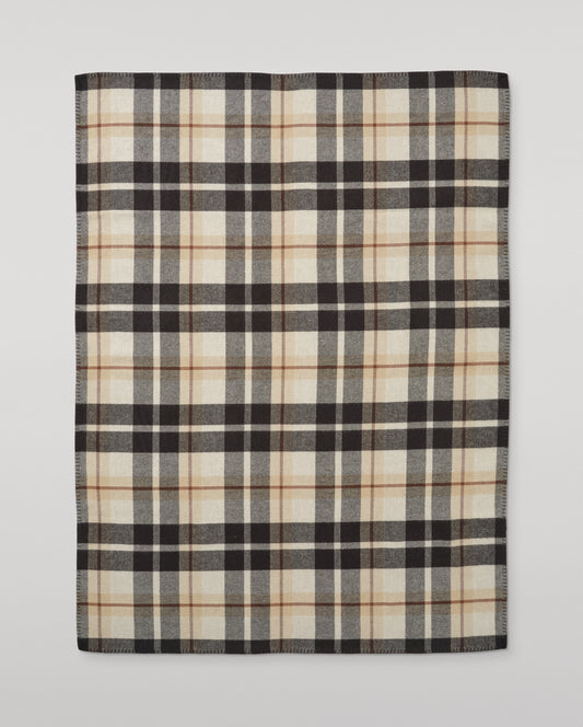 Johnstons of Elgin 100% Wool Black and Brown Plaid Blanket TD000535RU6952ONE