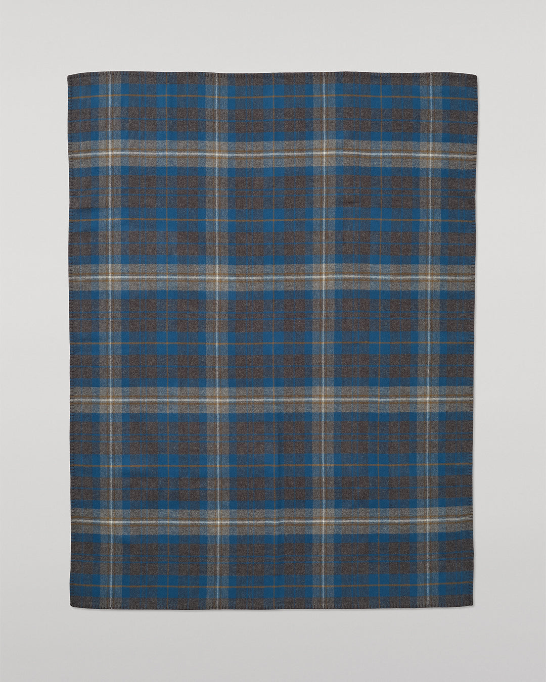 Johnstons of Elgin Double Face 100% Wool Blanket in Petrol & Charcoal Grey Check TD000535RU7833ONE