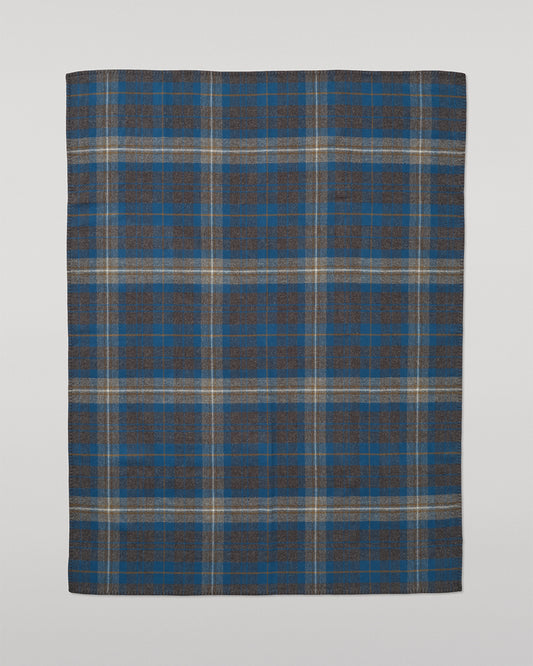 Johnstons of Elgin Double Face 100% Wool Blanket in Petrol & Charcoal Grey Check TD000535RU7833ONE