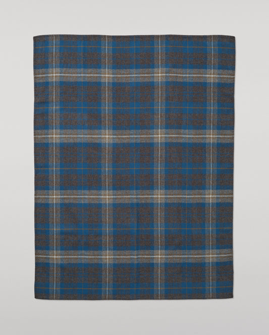 Johnstons of Elgin Double Face 100% Wool Blanket in Petrol & Charcoal Grey Check TD000535RU7833ONE