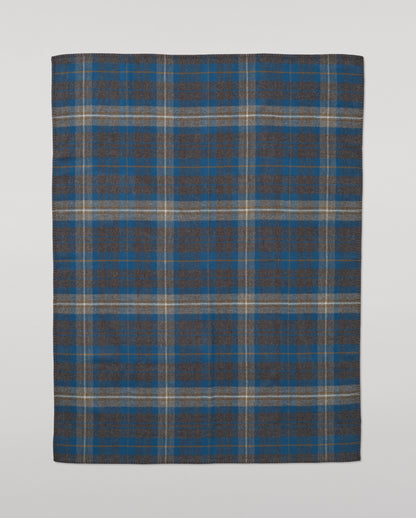 Johnstons of Elgin Double Face 100% Wool Blanket in Petrol & Charcoal Grey Check TD000535RU7833ONE